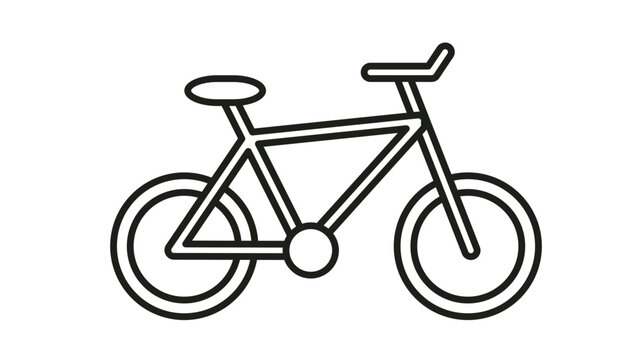 Black outline bicycle icon vector illustration. Minimalist bike symbol for transportation, cycling sports, and healthy lifestyle. Clean scalable graphic design element for web and print.