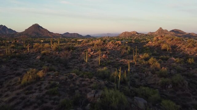 Early Morning Desert Landscape Drone Footage North Scottsdale AZ