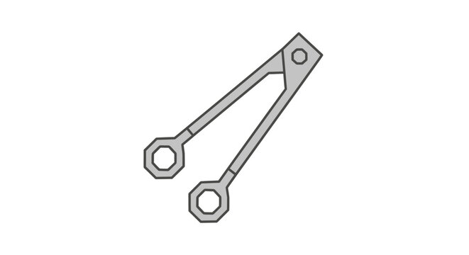 Minimalist vector icon of a kitchen tong utensil.