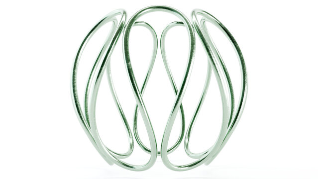 Green abstract 3D interlaced loops on white background