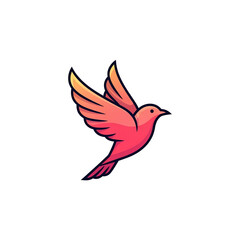 Naklejka premium Small stylized bird in flight symbolizing freedom peace and lightness with warm tones. 