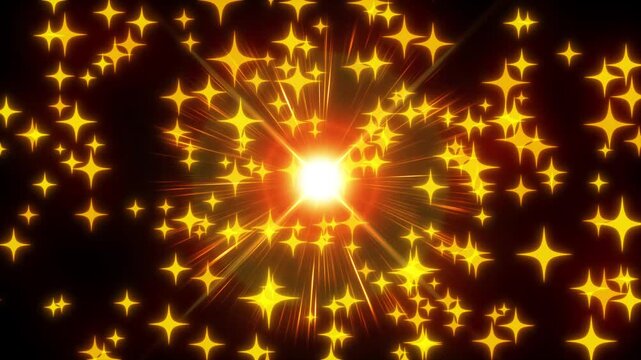Glitter sparkle shine stars on black background bokeh lights, Twinkling glowing stars, blinking particles animation, Magic dust, fairy tale transition seamless loop motion graphics. 4K video