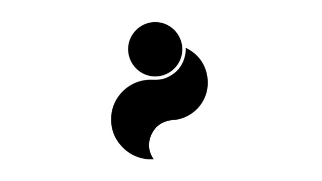 A dark gray silhouette of a figure with a rounded head and body