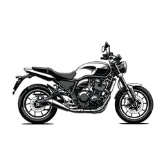 Fototapeta premium Black and white illustration of a modern motorcycle vehicle side view