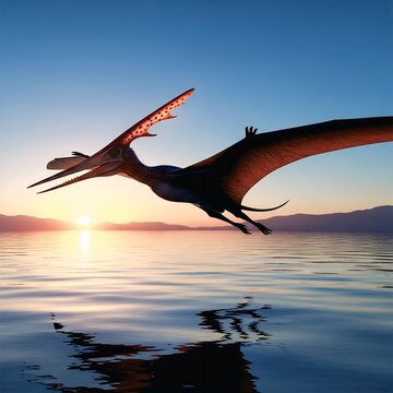 Nyctosaurus Gliding Over Prehistoric Ocean