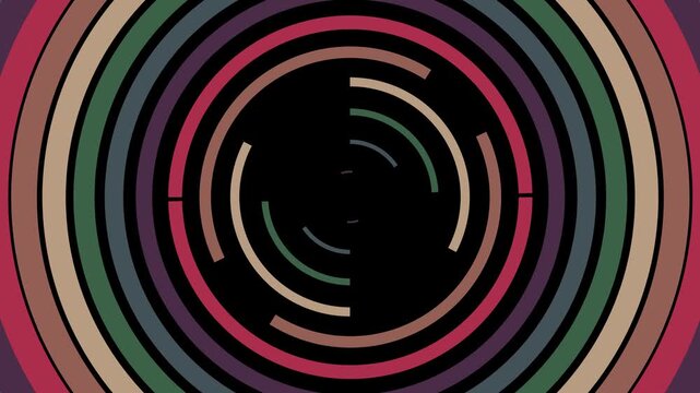 Super Retro optical illusion video background in loop able effect. Curved lines around looks zooming