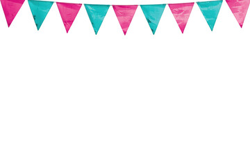 Obraz premium Bunting flags on garland string decorating for party celebration, festive event, baby shower, birthday, transparent background