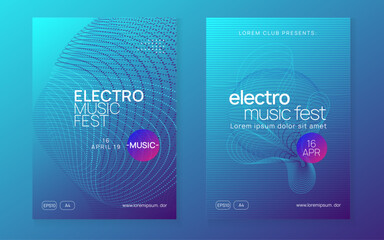 Fototapeta premium Party Set. Nightclub Audio Invitation. Festival Invite. Violet Discotheque Flyer. Techno Poster. Sound Electro Template. Blue Night Club Background. Pink Party Set
