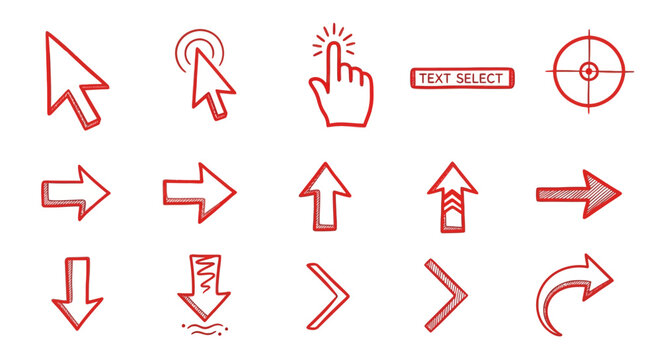 Click Cursor Icons Set, Hand Pointer, Tap Gesture, UI UX Interface Elements
