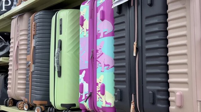 Video: Travel suitcases in the store