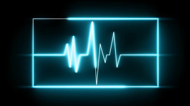 Abstract Neon Pulse Waveform Growing in Digital Display