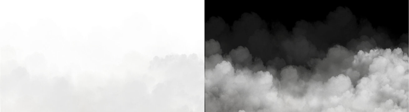 PNG image of&nbsp;Volumetric grey smoke and abstract cloud texture with varying light, dark densities, creating a mysterious atmospheric effect on transparent background.