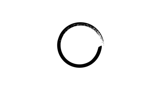 Hand-drawn, black, Zen, circle, animation, on, white, background, minimalist, ink, brushstroke, ring, for, artistic, video, transitions, titles, and, creative, storytelling.
