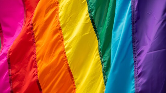 Closeup Silk Gilbert Baker Rainbow Pride Flag Texture