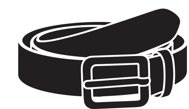 Black Leather Belt, Rolled Fashion Accessory with Buckle for Apparel and Style Concepts
