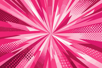 Fototapeta premium Explosive pink abstract background with sharp geometric shapes and halftone dots