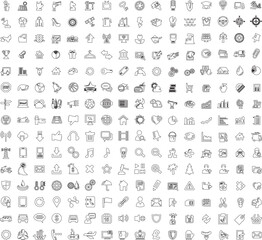 Fototapeta premium Collection of 256 black and white web icons graphic design