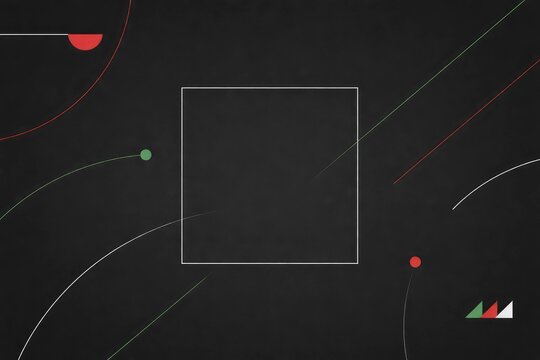 Abstract geometric shapes on dark background with colorful accents  