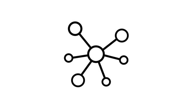 Abstract network connection nodes animation representing digital communication data sharing and technology connectivity concept in minimal outline style.High quality animation.