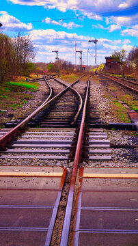 railroad tracks in the countryside