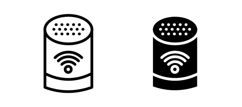 Smart speaker icon in black color for website or app.