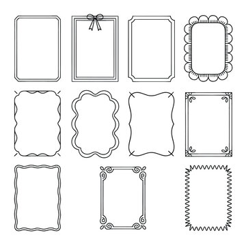 Decorative rectangular frame and border outline collection for greeting cards, photo frames, vintage labels, wedding invitations, and certificate design