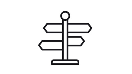 Minimalist black vector icon of a directional signpost with three arrows pointing in different directions, perfect for wayfinding, travel navigation, decision making, and guidance concepts. © Ahsan