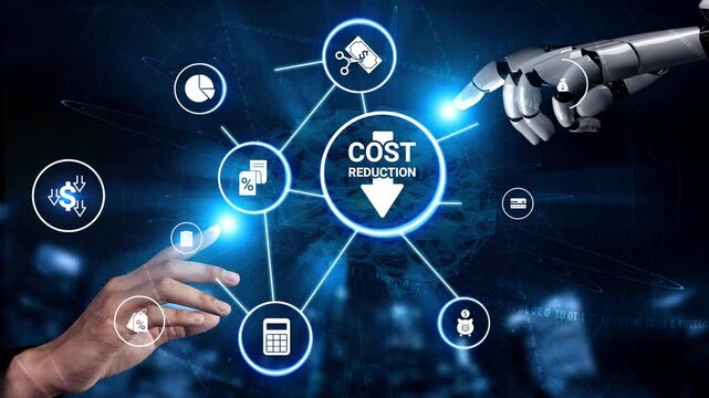Cost reduction and cost saving through digital transformation, business cost optimization, operational cost reduction, financial savings, and resource efficiency strategy for business success. Funnel