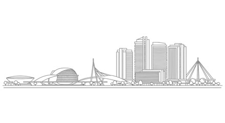 Fototapeta premium City skyline with modern buildings and bridges.