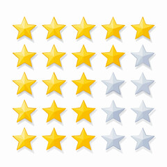 Obraz premium Golden Stars Rating Illustration on White Background.