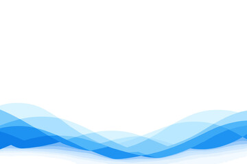 Naklejka premium Minimalist abstract background with overlapping translucent blue waves at the bottom and clean white copy space; modern fluid design for corporate presentations, business websites, and banners.