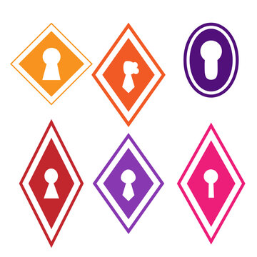 Small set of vector illustrations Wonderland. keyhole