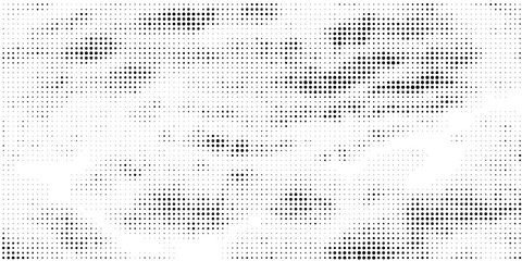 Fototapeta premium Halftone radial split gradient pattern, black dots forming dynamic center fade, minimal abstract geometric texture perfect for visual layout