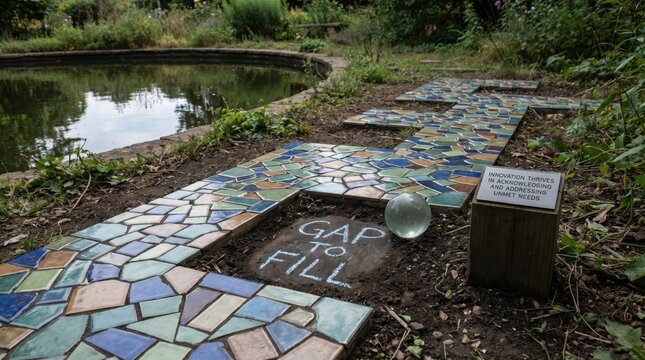 Gap to Fill Garden Path Next to Serene Water