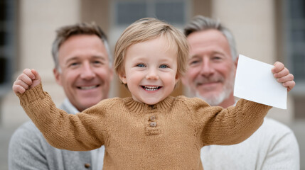 Plakat Joyful milestone celebration with chosen family reflecting gratitude and happiness