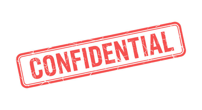A red rectangular grunge rubber stamp tilted diagonally with the word "CONFIDENTIAL"
