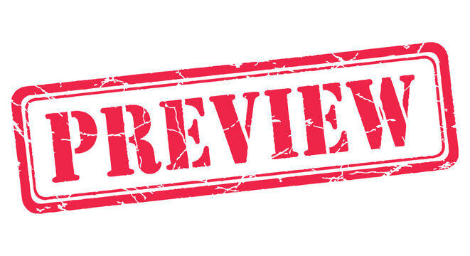 A red rectangular grunge rubber stamp tilted diagonally with the word "PREVIEW"