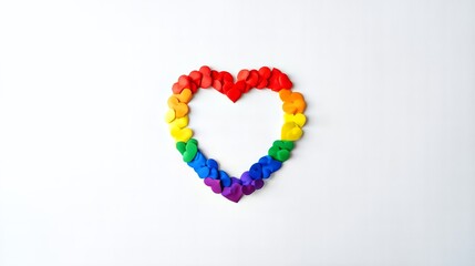 Fototapeta premium Rainbow Heart: A vibrant heart, crafted from an array of colorful elements, embodies the spirit of inclusivity and unity, radiating warmth and acceptance.