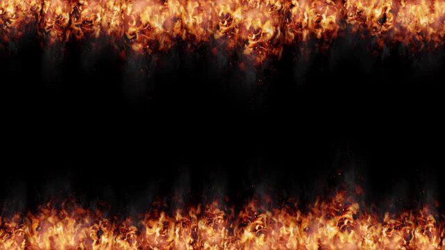 Burning Fire Flames tt the Top and Bottom - 3d 4k animation (3840 x 2160 px)