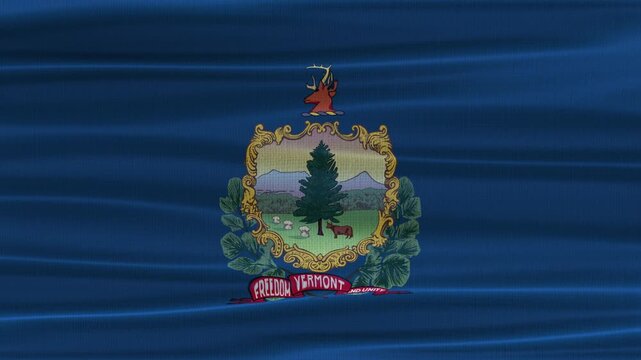 Vermont flag waving in the wind with high quality fabric texture