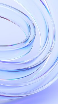 Abstract clean glass shape, vertical 3d render