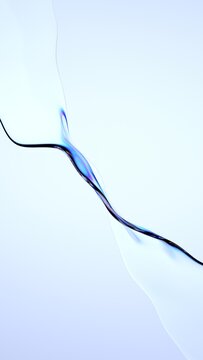 Abstract wavy glass shape on a light background, vertical 3d render