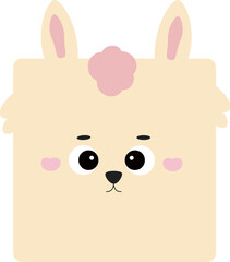 Fototapeta premium Llama Face Square Mascot Cartoon