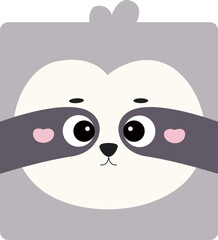 Fototapeta premium Sloth Face Avatar Square Cartoon