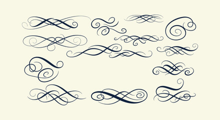 Elegant Calligraphic Swirls and Decorative Flourishes for Wedding Invitations and Vintage Designs © Tajul