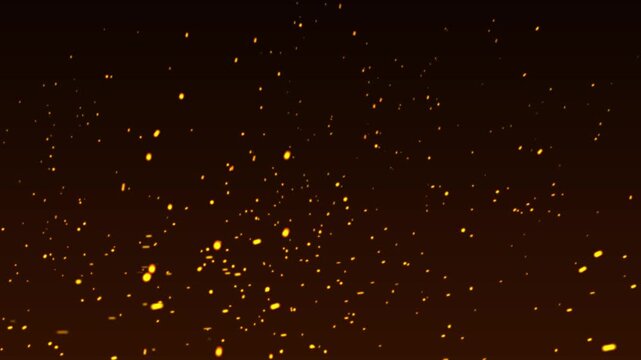 Flying around fire dust particles sparks or ember from a burning fire with realistic movement, Fire embers particles over black background, Abstract dark glitter fire particles lights,