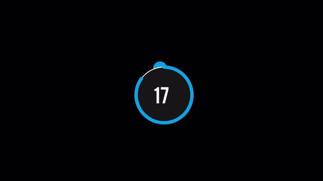 Countdown timer from 20 to 1 with animated circular progress bar and black background.
