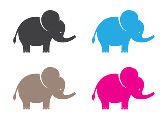 Obraz premium Simple Stylized Baby Elephant Icon Vector