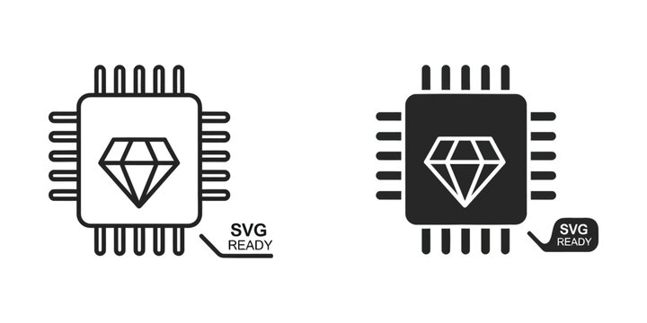Comparison of two integrated circuit symbols with diamond logos in svg format ready status