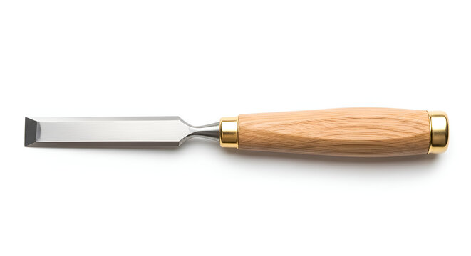 Wooden handled flat chisel tool.